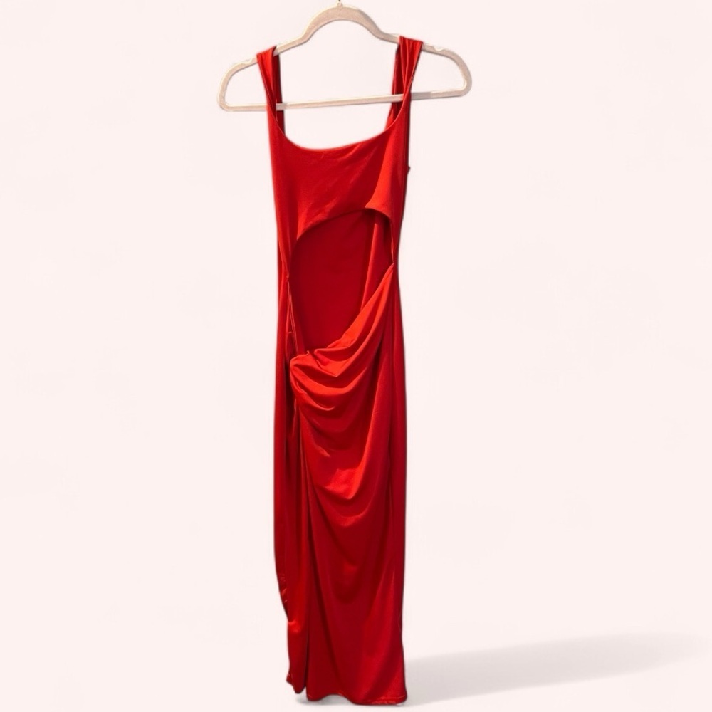 SHEIN Vibrant Candy Apple Red Sexy Cut Out Glam Party Dress NWOT Size M - Picture 3 of 6